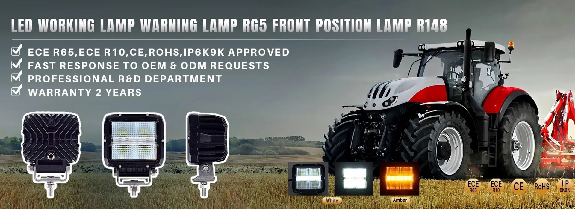 LED Working Lamp/ECE R65/SAE Class 1 Warning Lamp/ECE R148 Front Position Lamp
