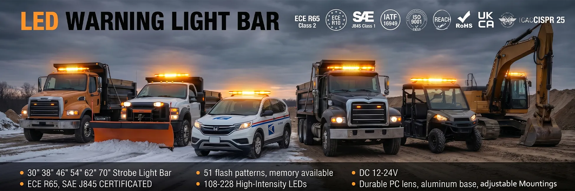 LED Warning Light Bar/ECE R65/SAE J845 Class 1